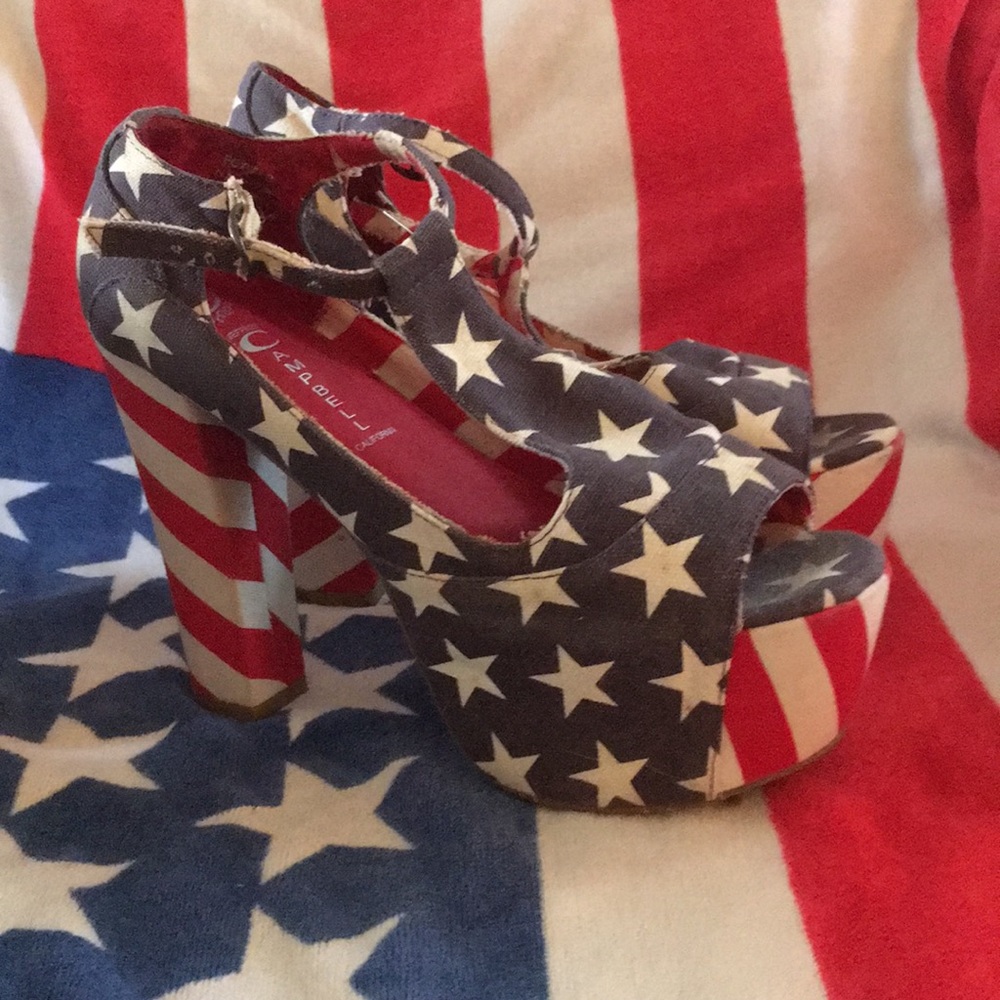 Jeffrey Campbell Foxy Fab Pumps 8.5 American Flag